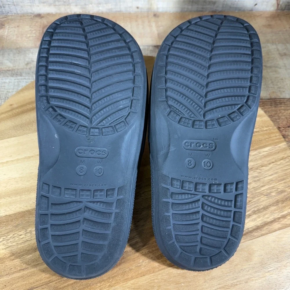 Crocs Slides Mens 8 Black Rubber Classic Slide Sandals 206121 Slip On Comfort